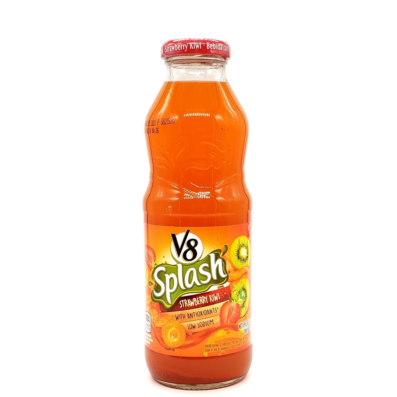 Jugo V8 Splash sabor Fresa y Kiwi.