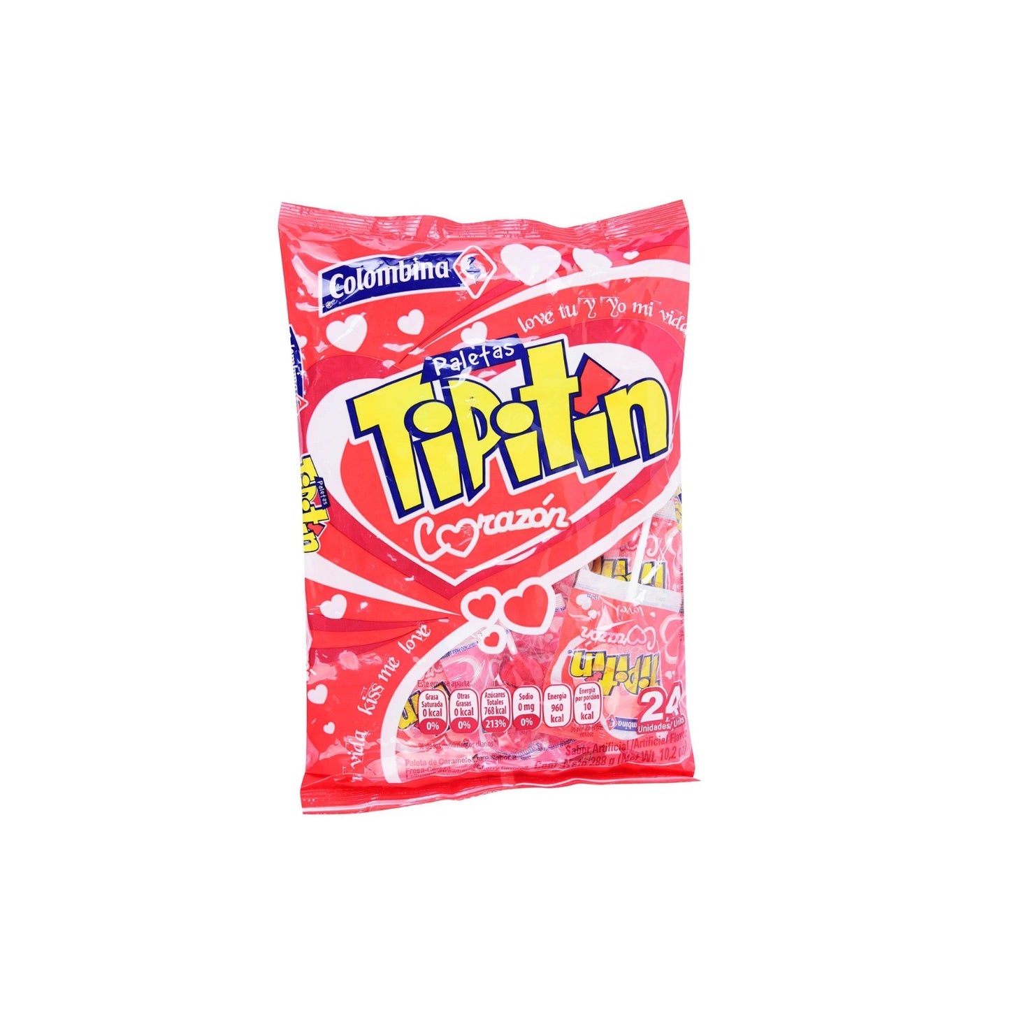 Paletas Tipitín Corazón 24 Unidades